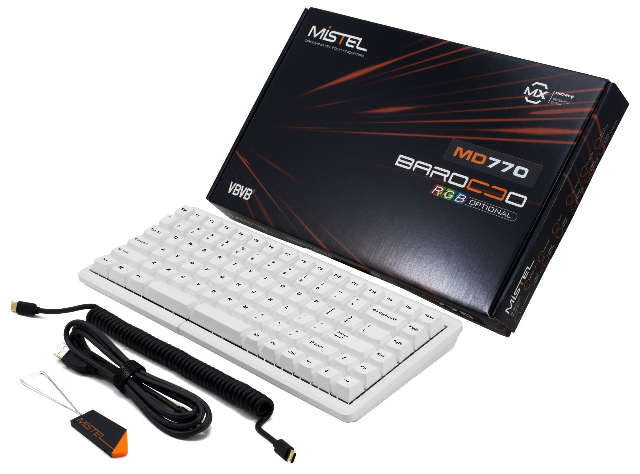 Mistel MD770 White 75% RGB Double Shot PBT Mechanical Keyboard