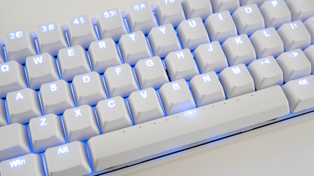 Vortex New POK3R White Aluminum 60% Blue LED Double Shot PBT Mechanical Keyboard
