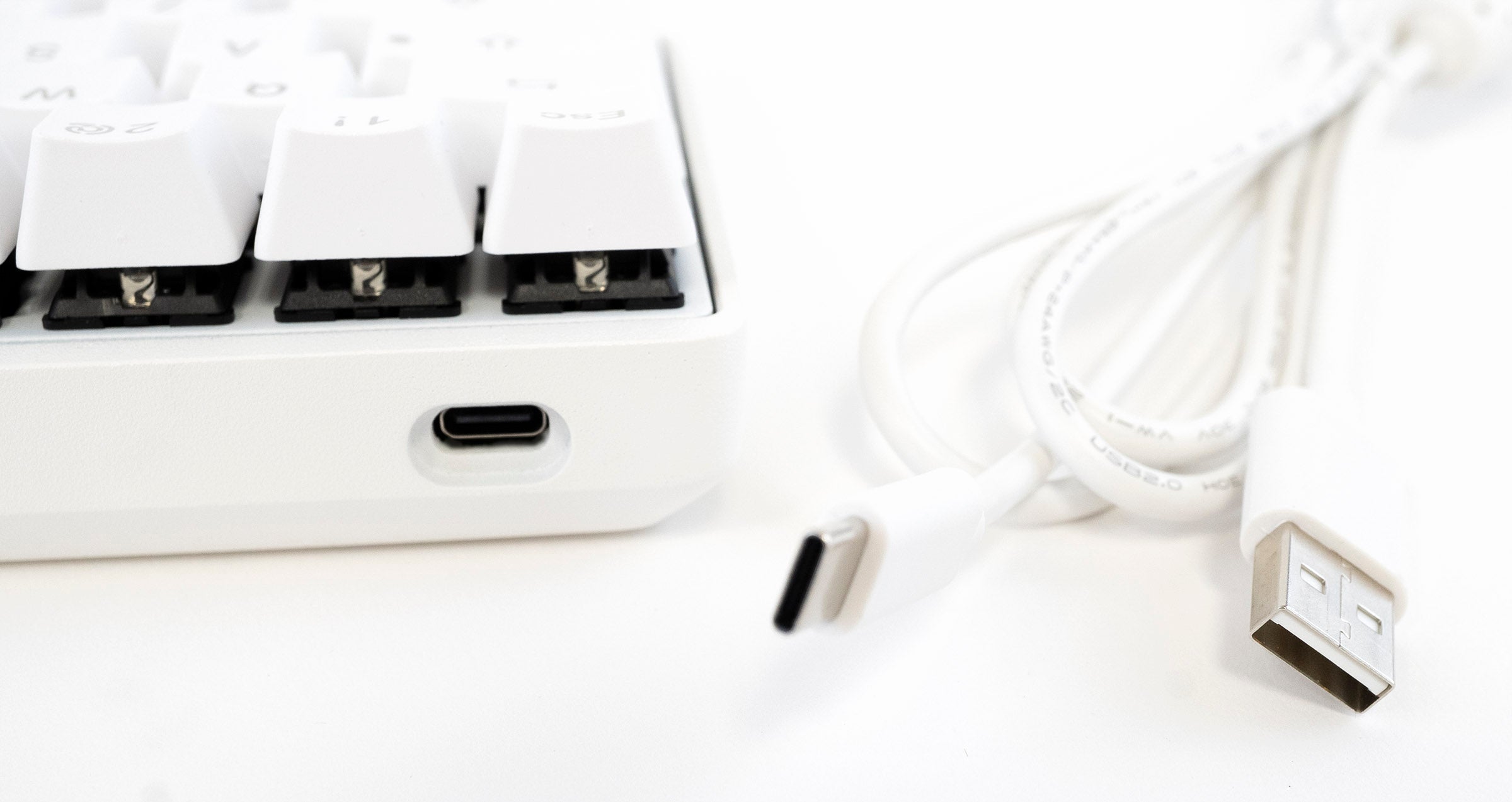 Vortex New POK3R White Aluminum 60% Blue LED Double Shot PBT Mechanical Keyboard