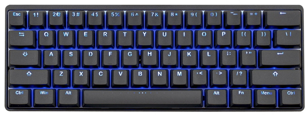 Vortex New POK3R Black Aluminum 60% Blue LED Double Shot PBT Mechanical Keyboard