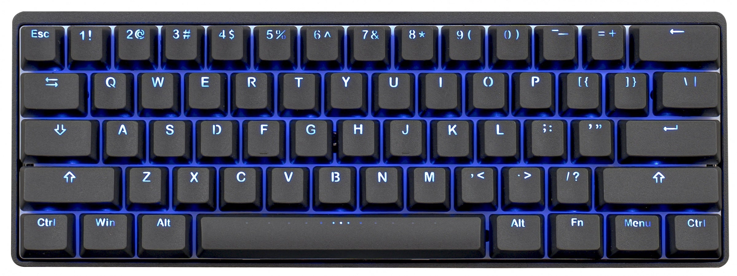 Vortex New POK3R Black Aluminum 60% Blue LED Double Shot PBT Mechanical Keyboard