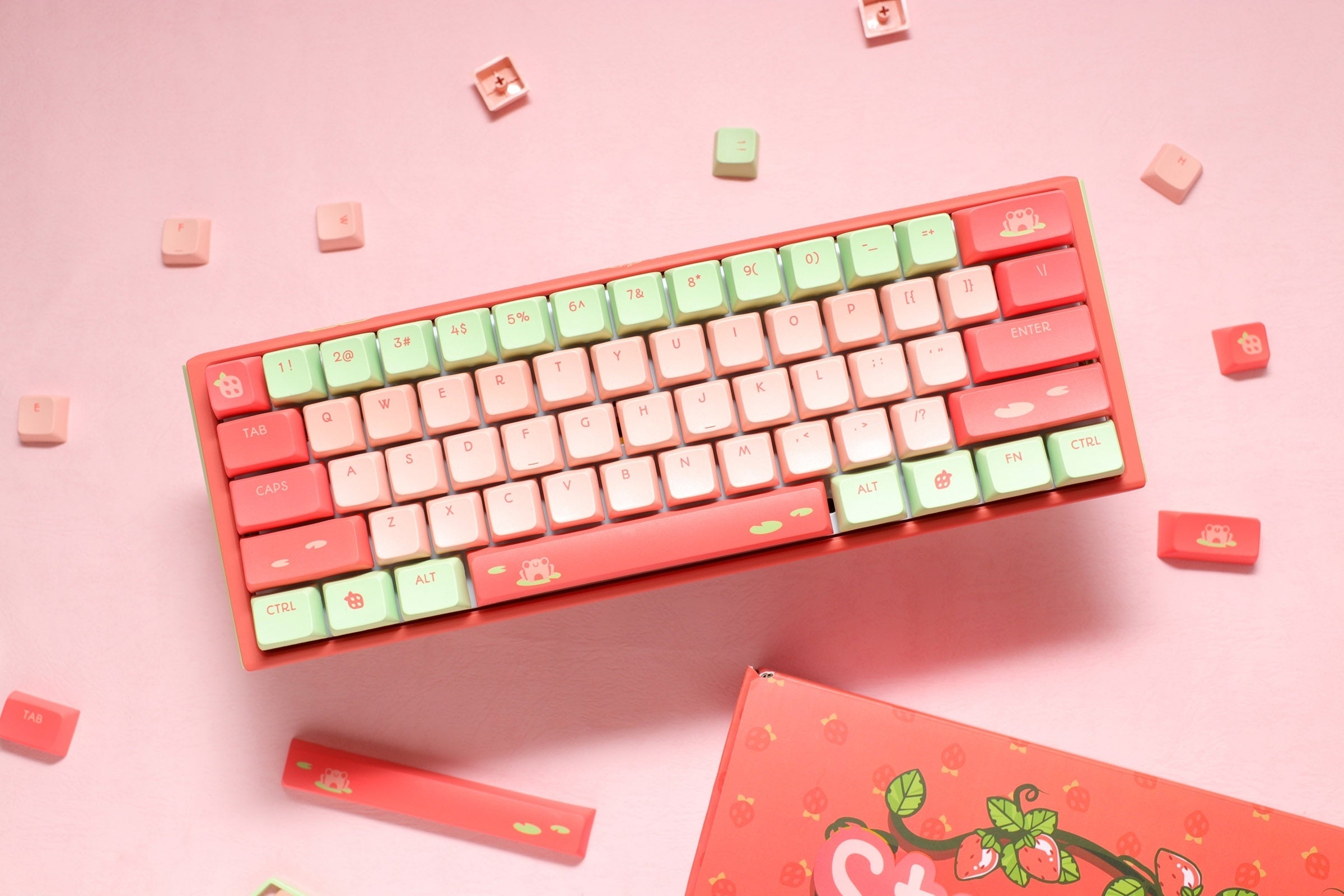 Ducky x MK Strawberry Frog One 3 Mini Hotswap 60% RGB Keyboard w/ Quack Mechanics