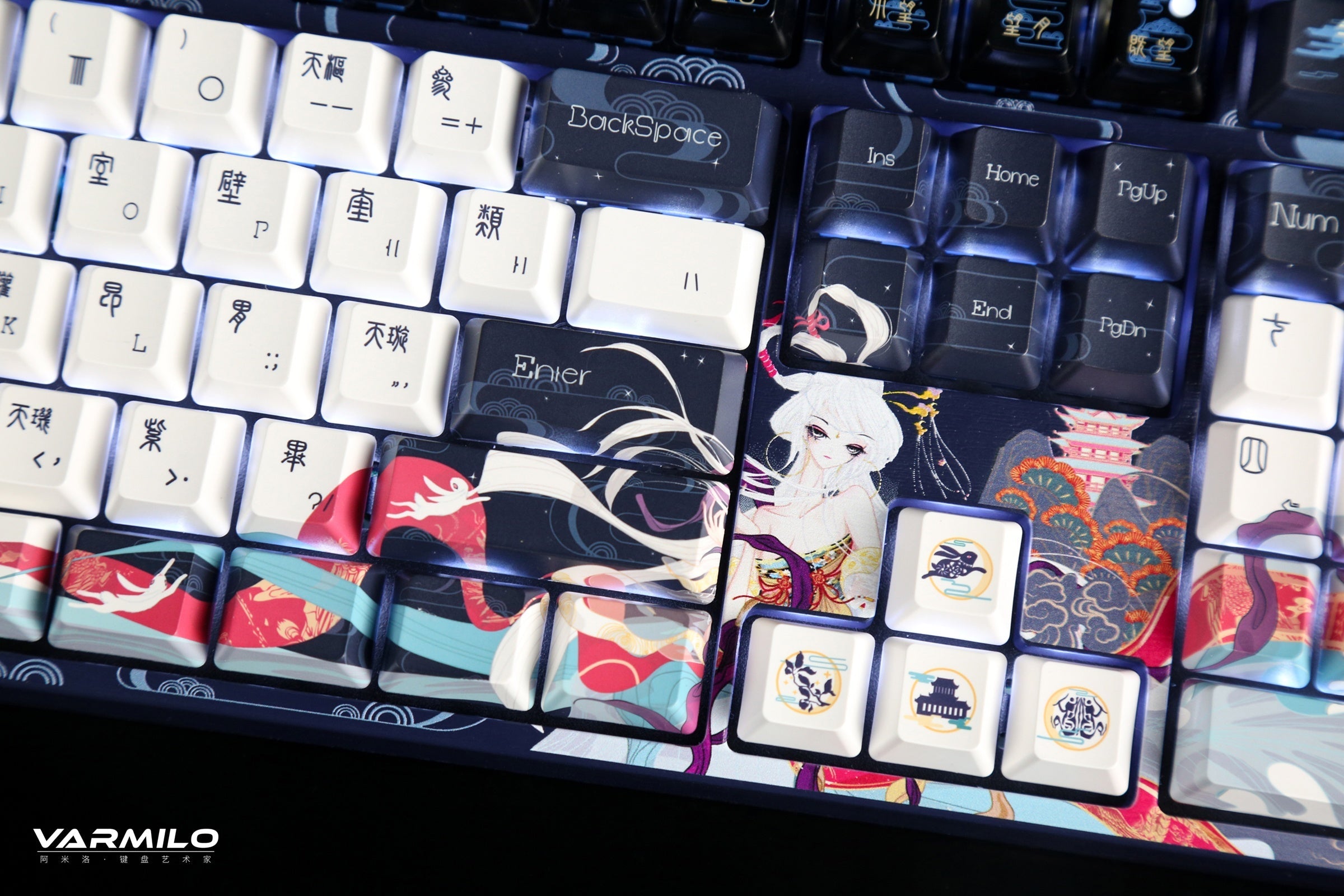 Varmilo VPE108 Chang'e Full Size Hotswap Triple Mode White LED Dye Sub Mechanical Keyboard