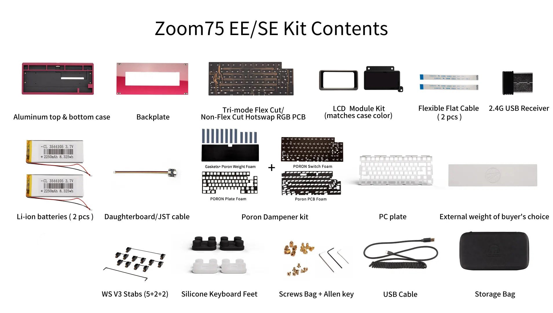 Meletrix Zoom75 Special Edition Aluminum Barebones 75% Hotswap Wireless Non-Flex Cut PCB DIY Keyboard Kit