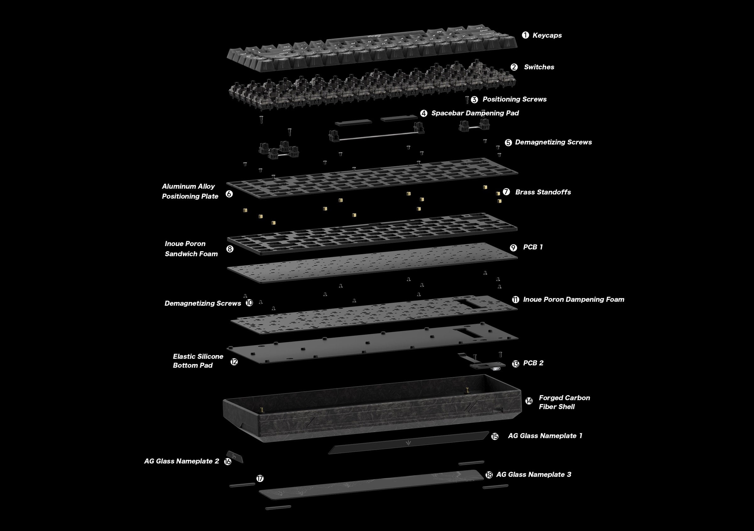 WLMOUSE Ying75 HE 8K Forged Carbon Fiber RGB Keyboard