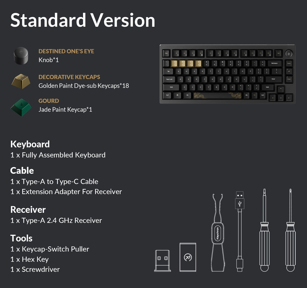 Keychron Black Myth Wukong Aluminum 75% Wireless Keyboard