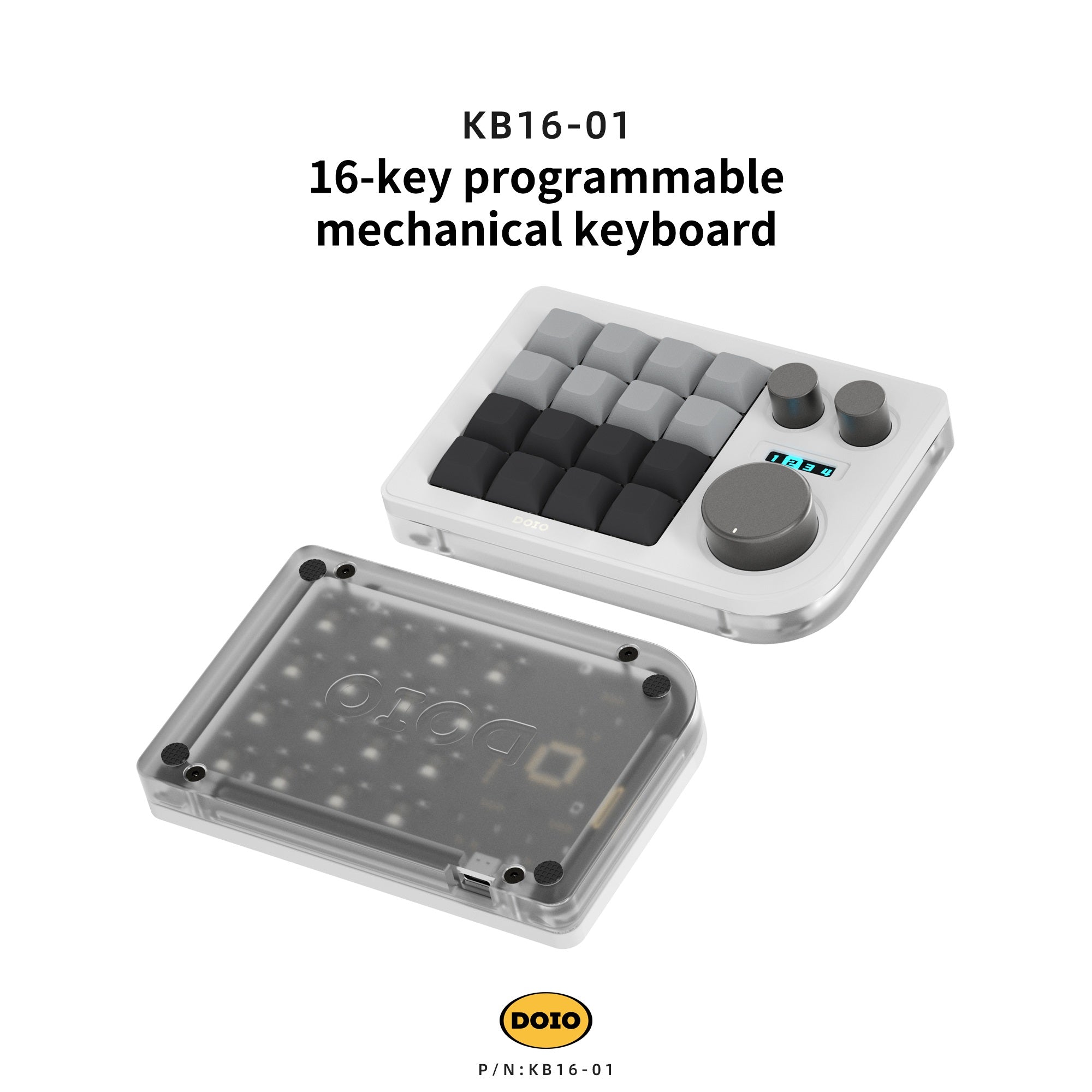 DOIO KB16 Triple Knob Macro Pad Keyboard