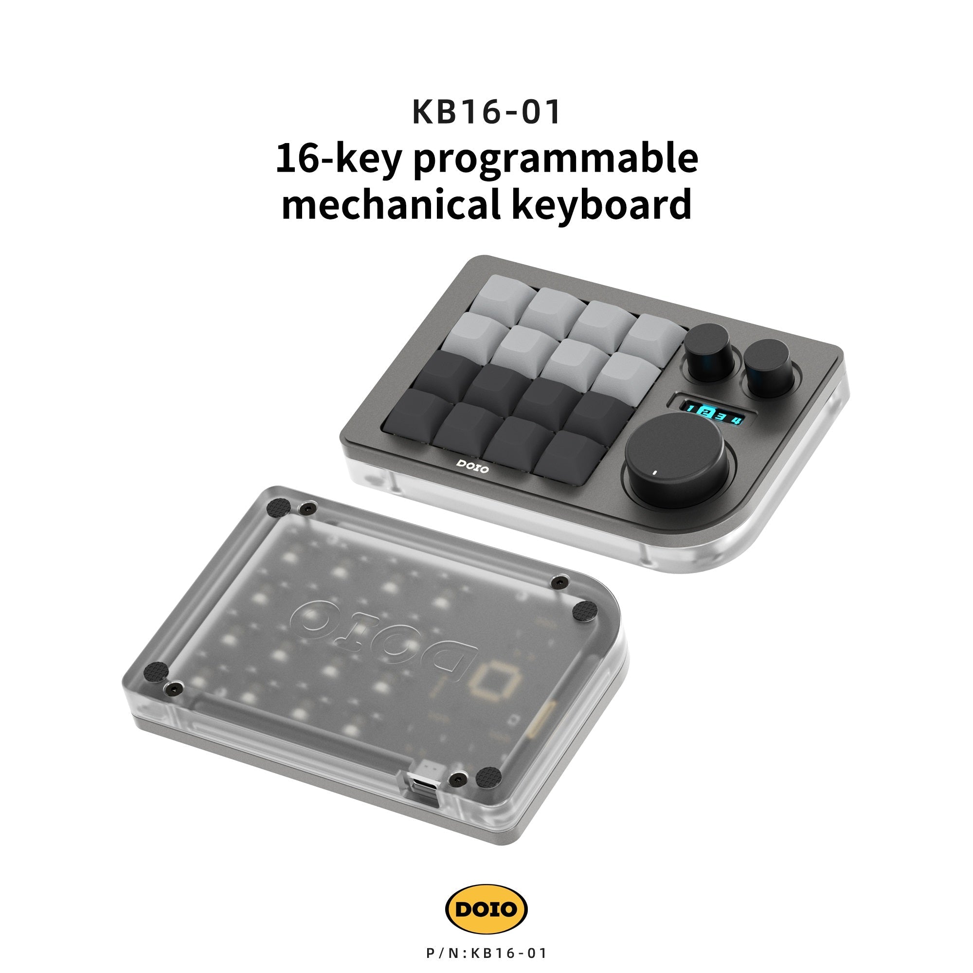 DOIO KB16 Triple Knob Macro Pad Keyboard