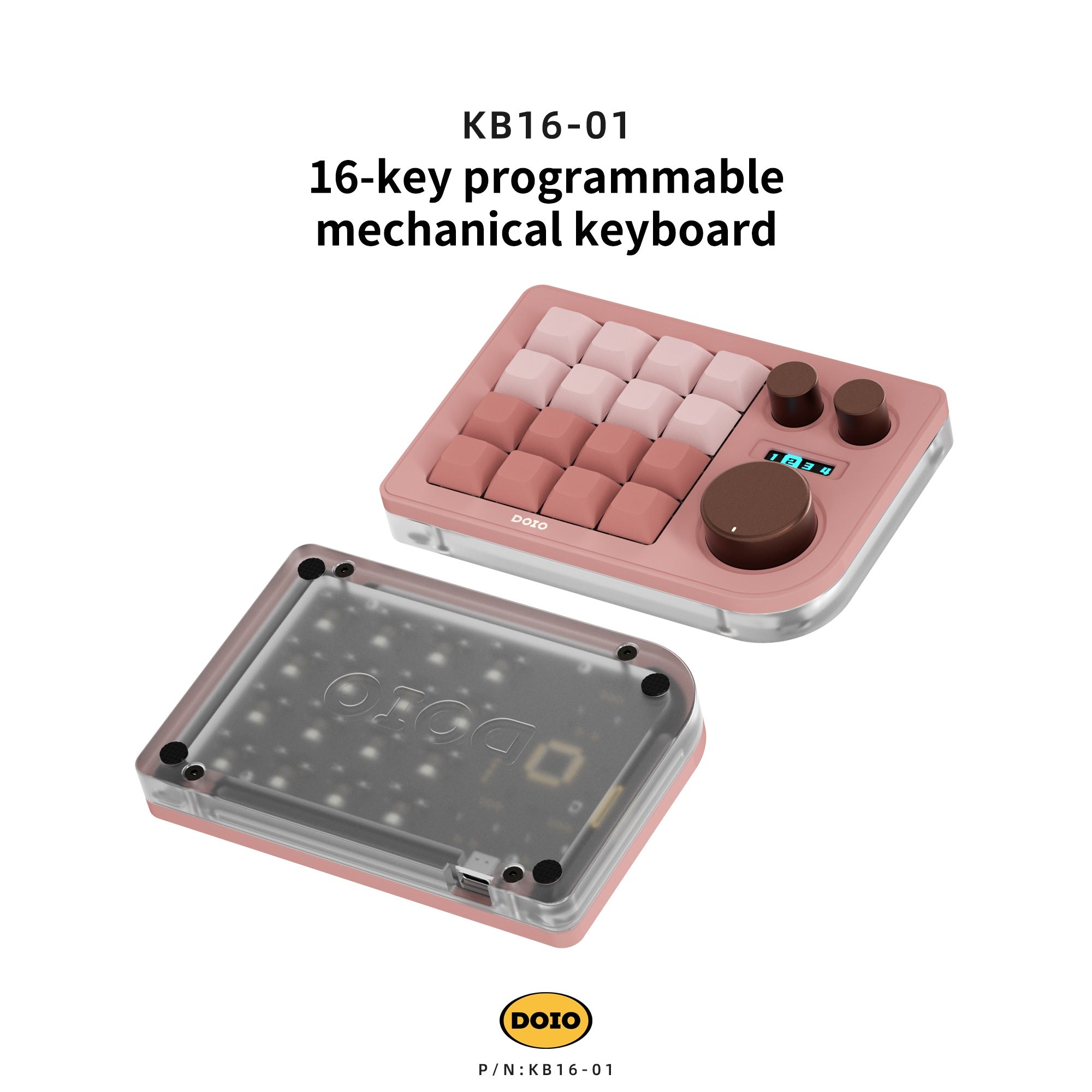 DOIO KB16 Triple Knob Macro Pad Keyboard