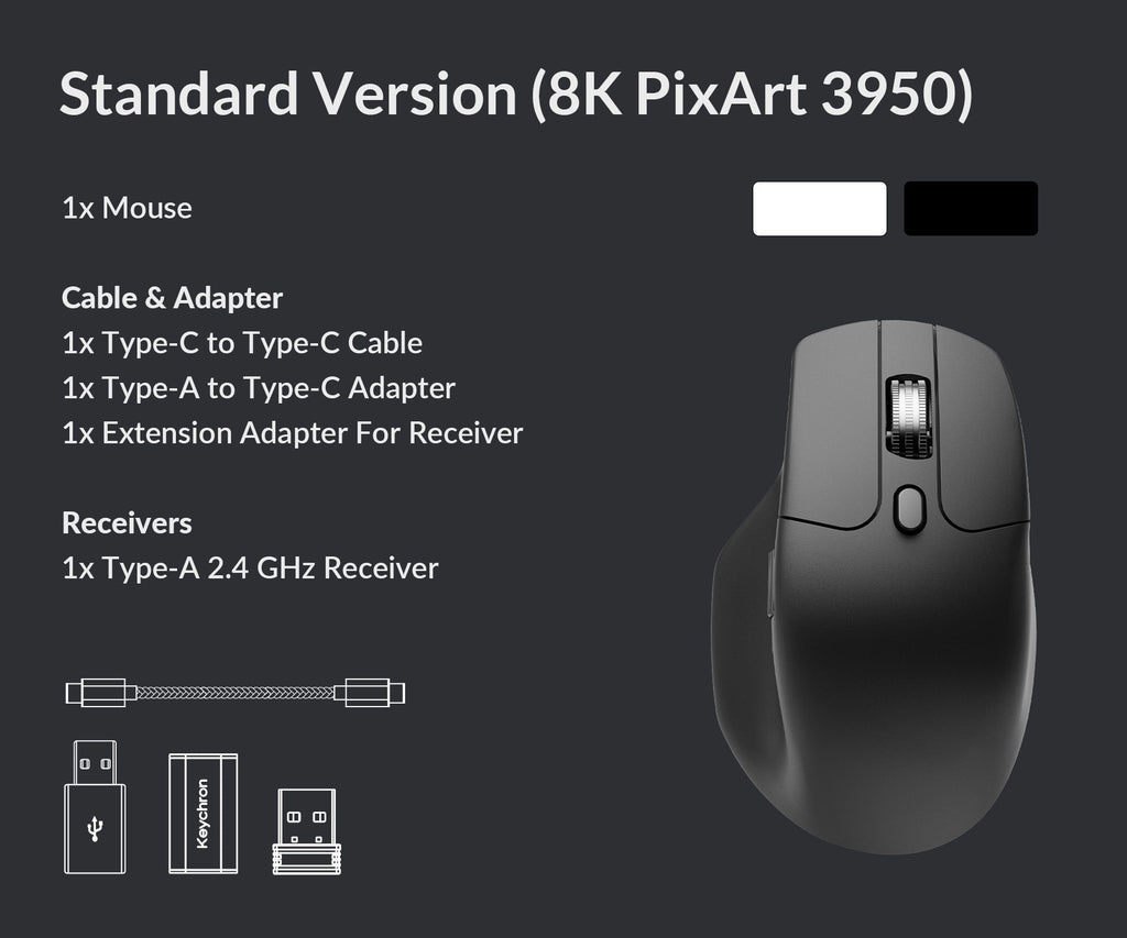 Keychron M6 All Silent Wireless 8K Steel Scroll Wheel Mouse