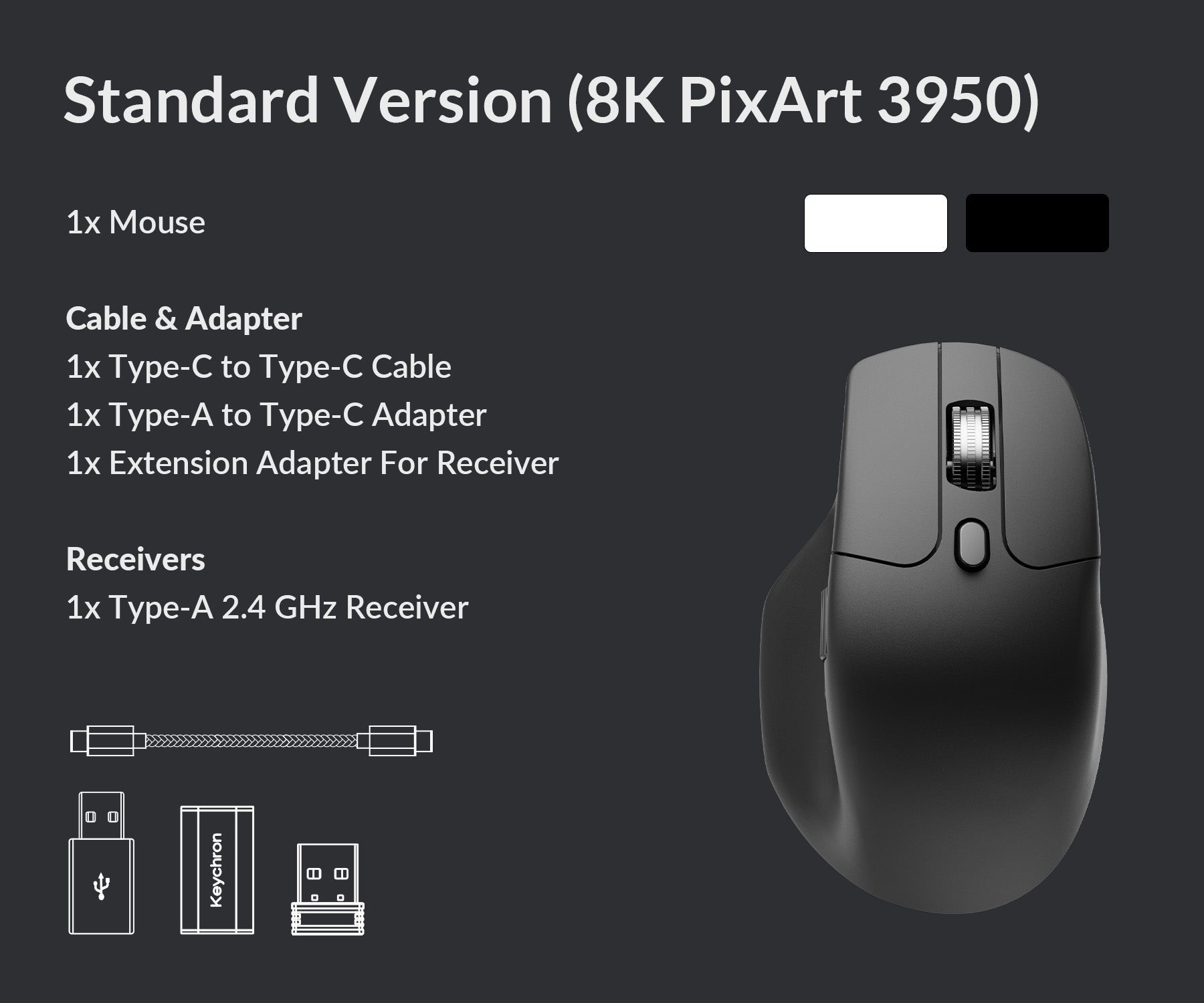 Keychron M6 All Silent Wireless 8K Steel Scroll Wheel Mouse