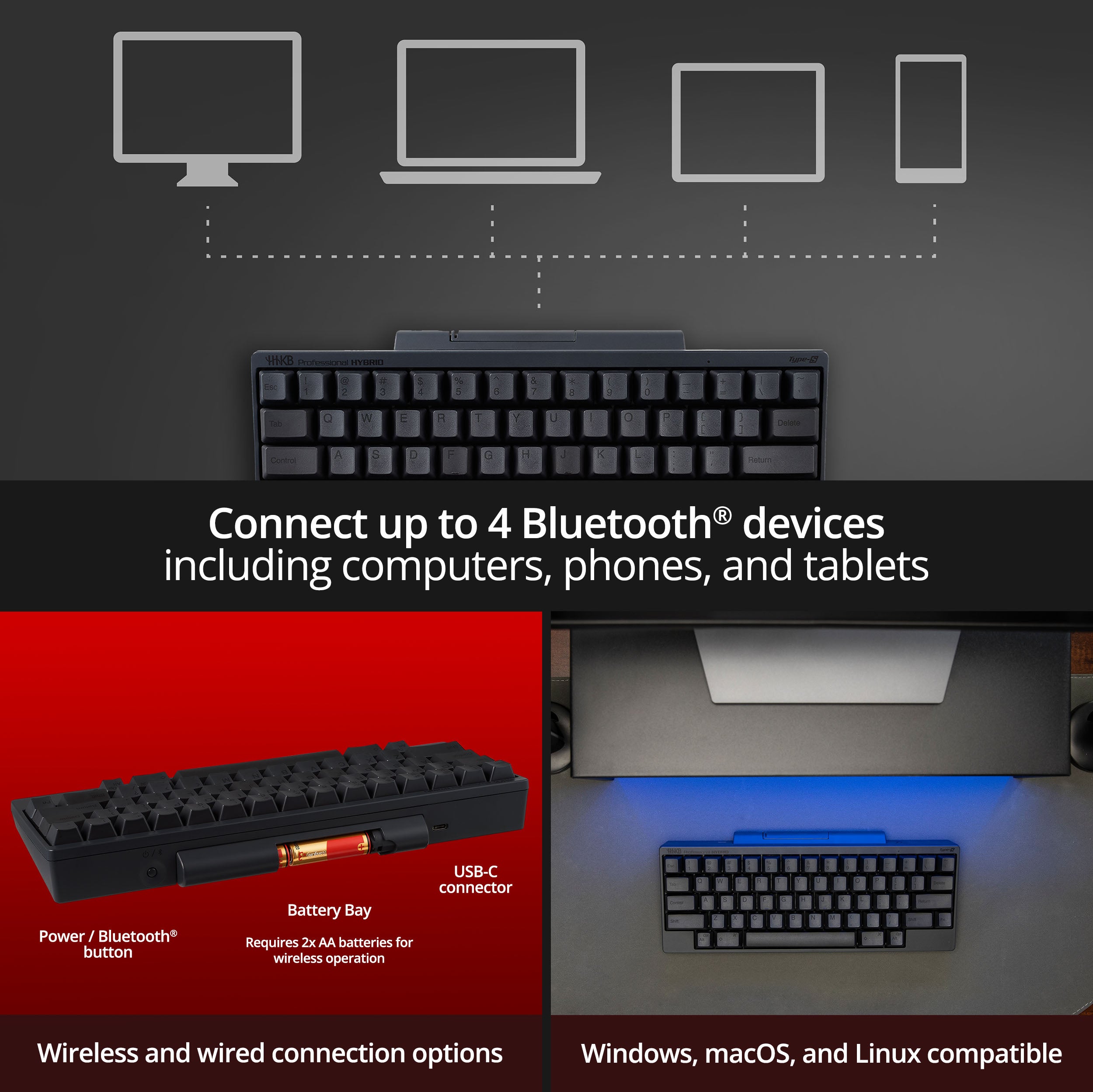 HHKB Hybrid Topre 45g 60% Bluetooth PBT Mechanical Keyboard