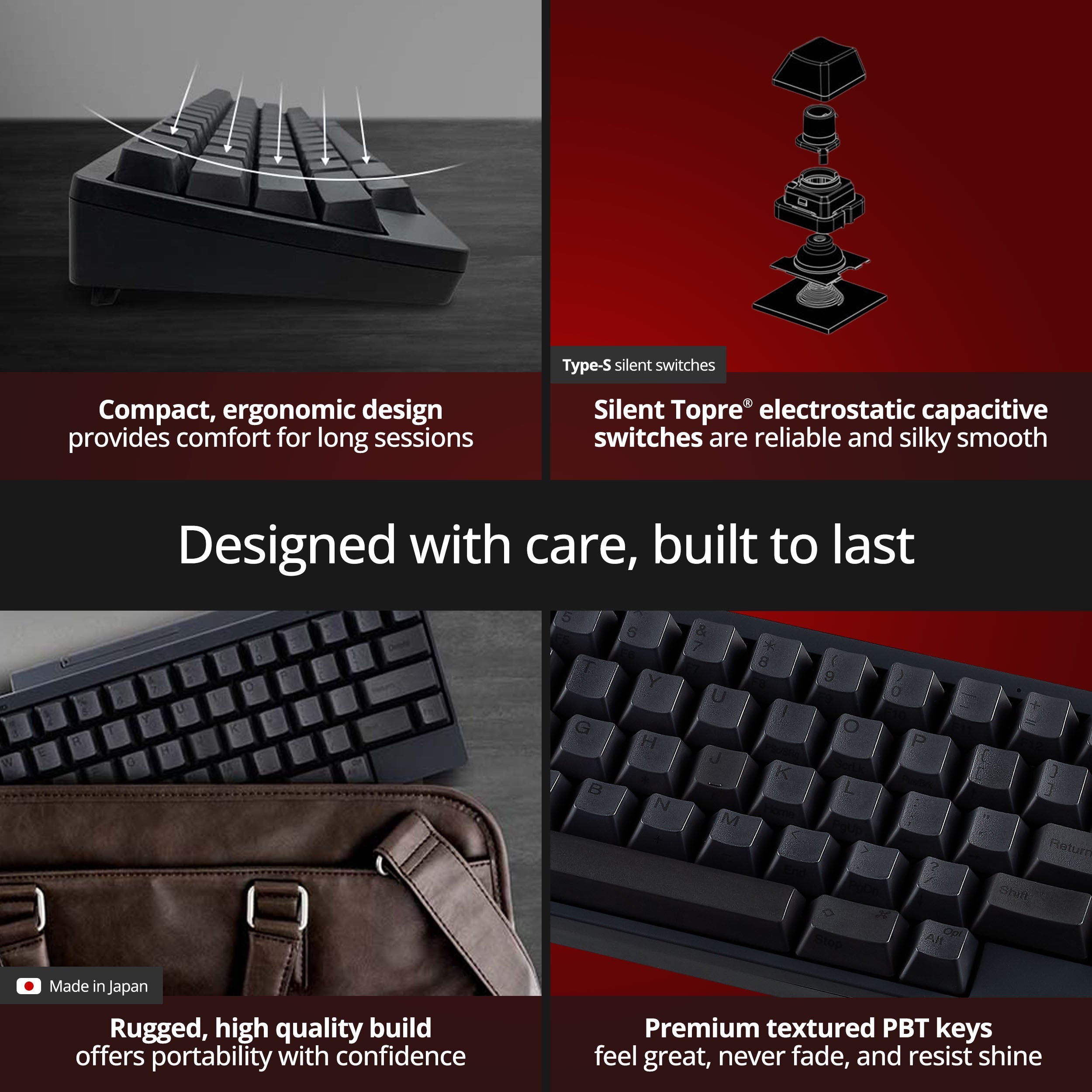 HHKB Hybrid Type-S Topre Silent 45g 60% Bluetooth PBT Mechanical Keyboard