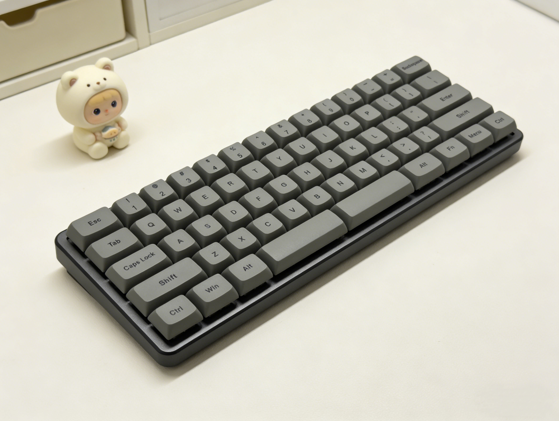 0.01 Z62 Dark Grey Dye Sub White LED 60% Dye Sub PBT Mechanical Keyboard