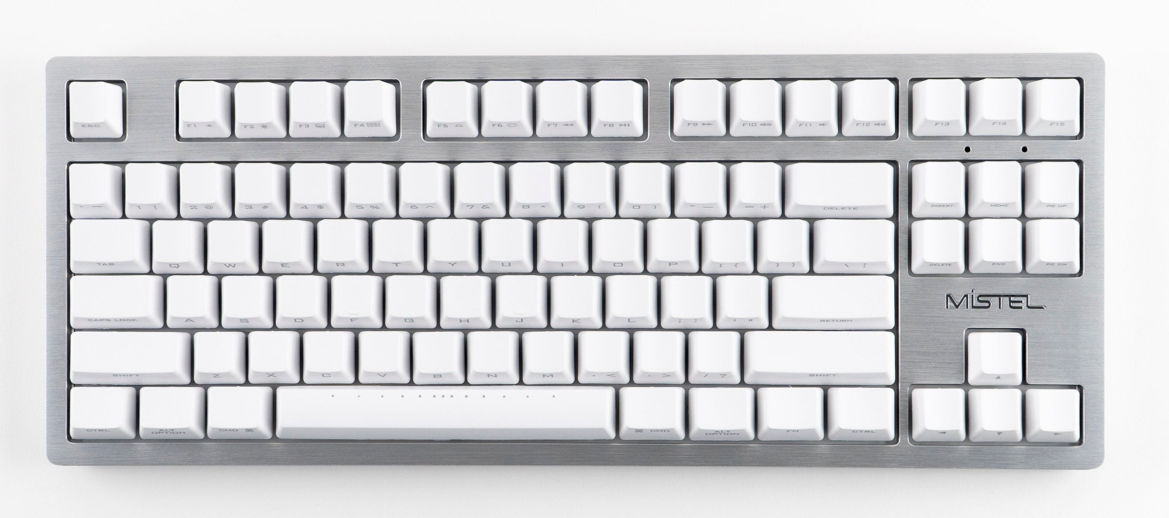 Mistel Sleeker Silver White LED TKL Dye Sub PBT Aluminum Mechanical Keyboard
