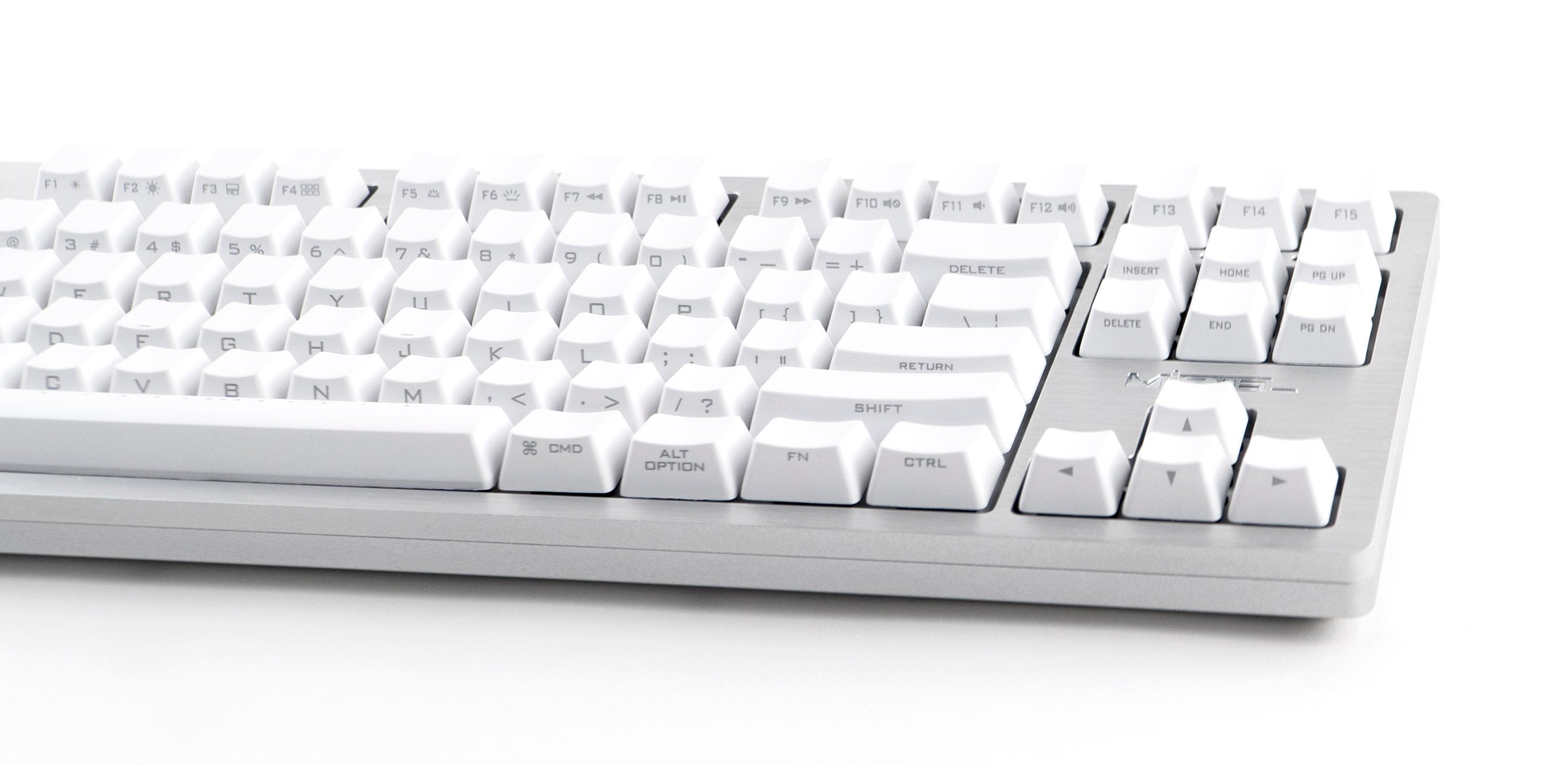 Mistel Sleeker Silver White LED TKL Dye Sub PBT Aluminum Mechanical Keyboard