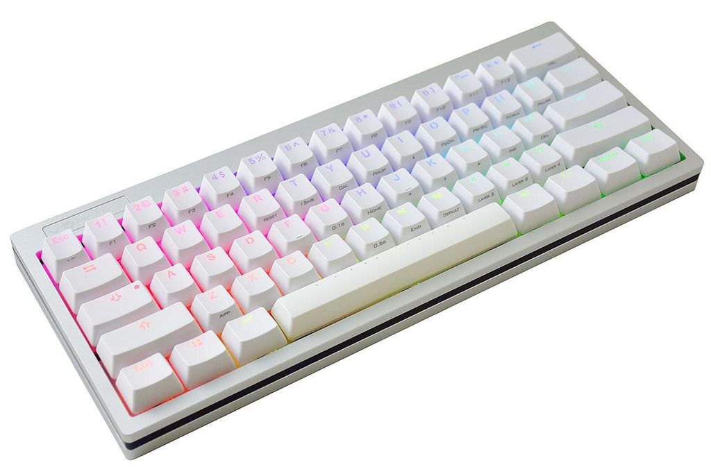 Vortex POK3R Silver LE Black Border RGB LED 60% Double Shot PBT Mechanical Keyboard