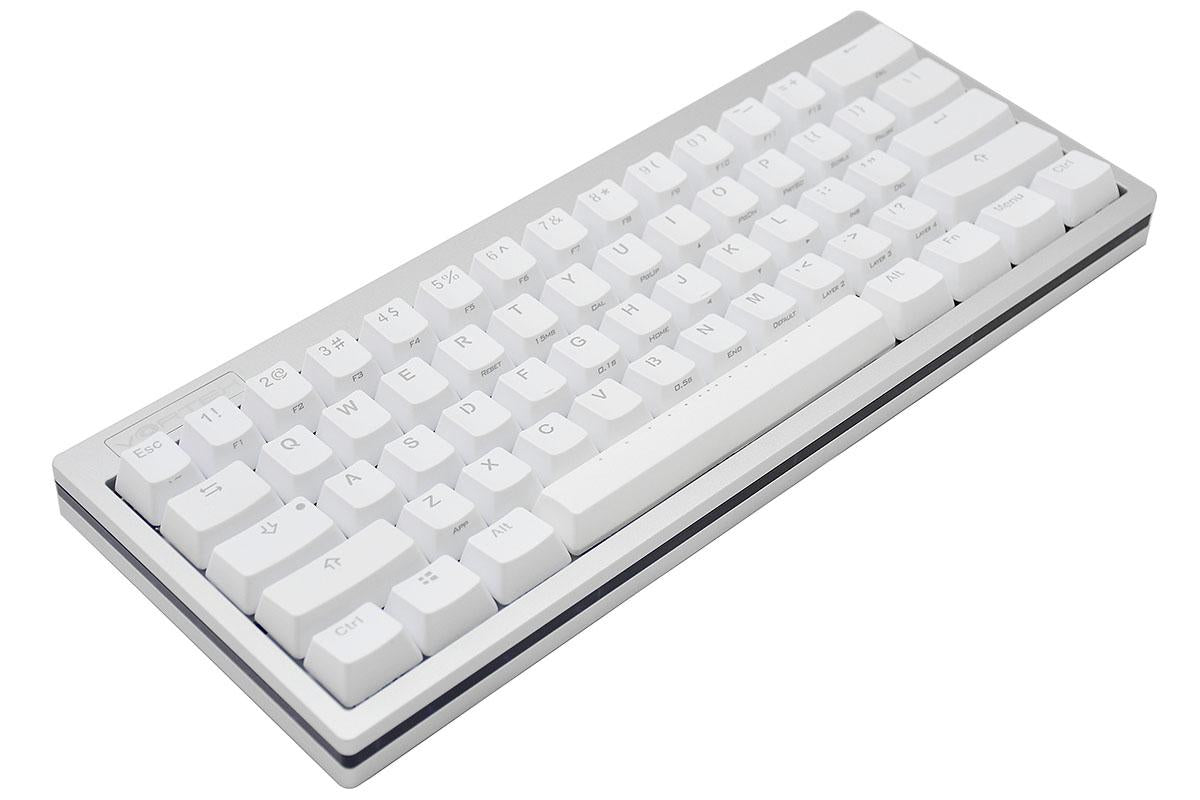 Vortex POK3R Silver LE Black Border RGB LED 60% Double Shot PBT Mechanical Keyboard