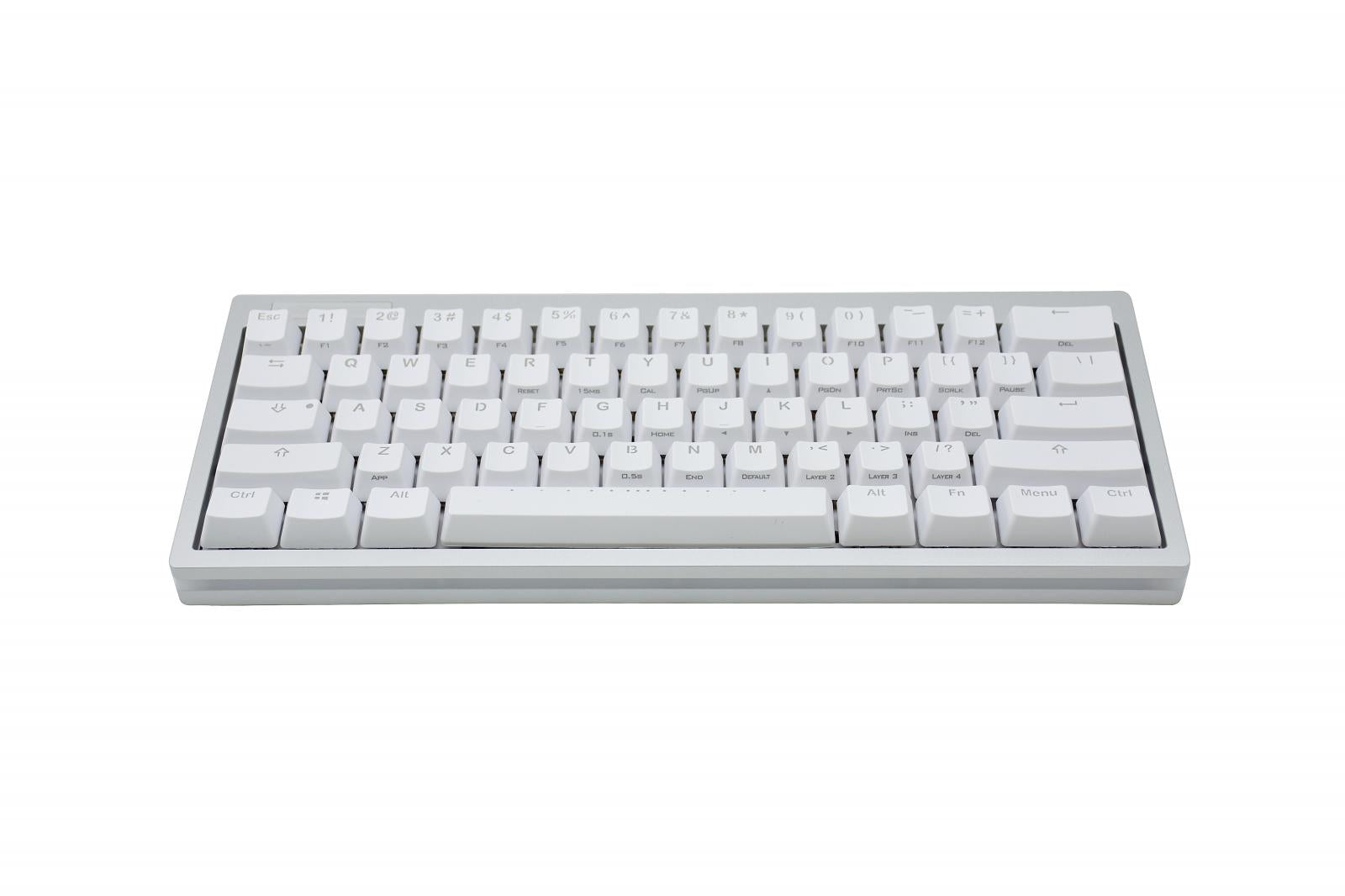 Vortex POK3R Silver LE Frosted White Border RGB LED 60% Double Shot PBT Mechanical Keyboard