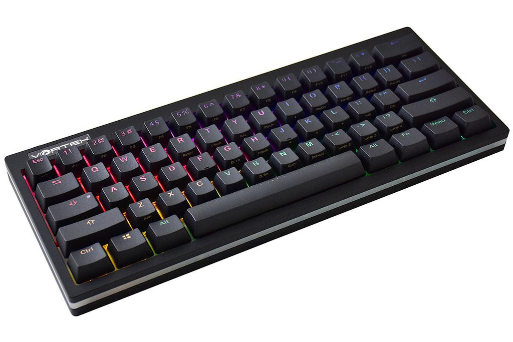 Vortex POK3R Black LE Frosted White Border RGB LED 60% Double Shot PBT Mechanical Keyboard