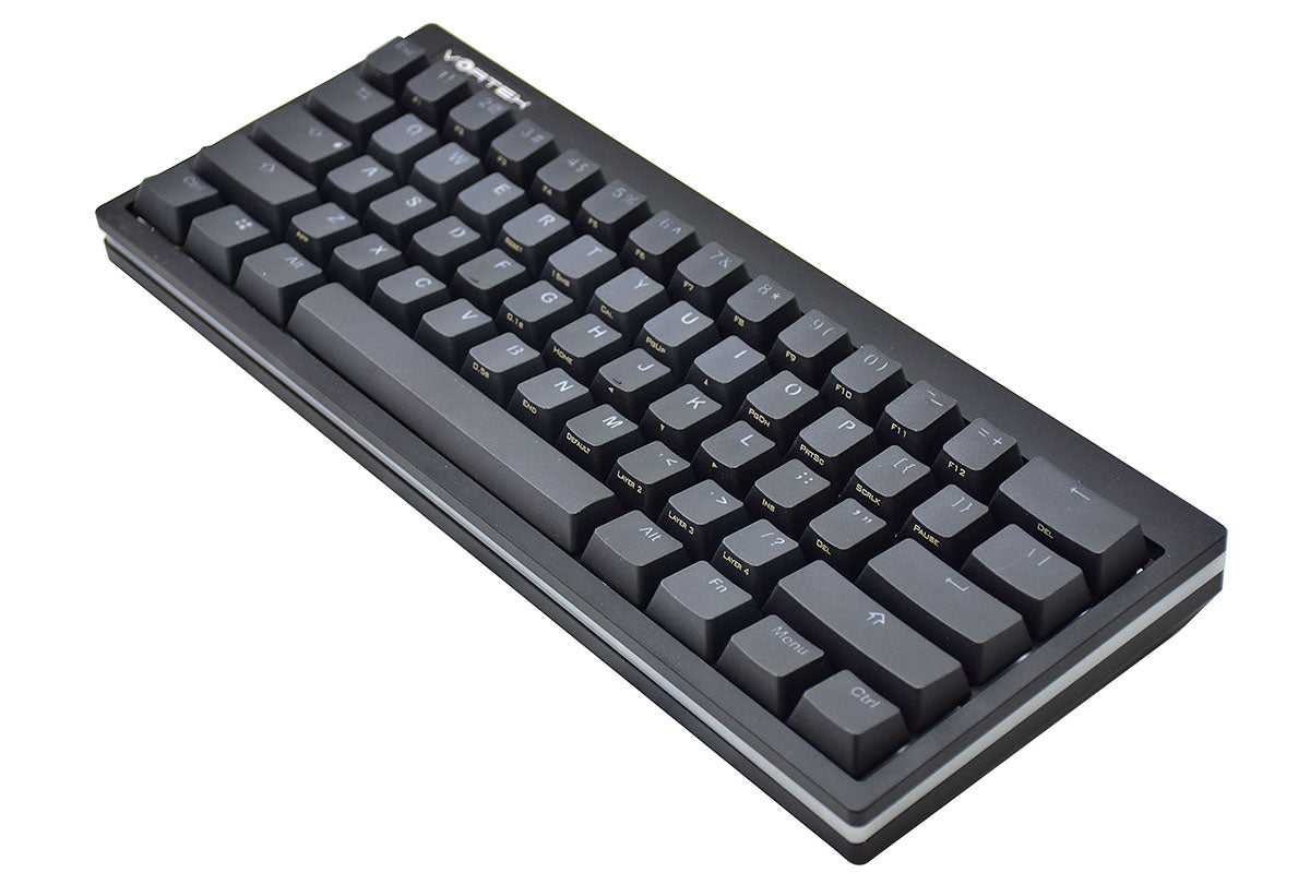 Vortex POK3R Black LE Frosted White Border RGB LED 60% Double Shot PBT Mechanical Keyboard
