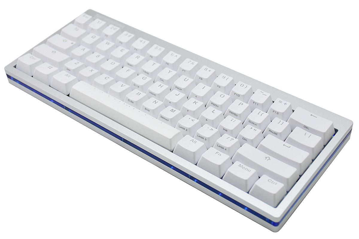 Vortex POK3R Silver LE Blue Border RGB LED 60% Double Shot PBT Mechanical Keyboard