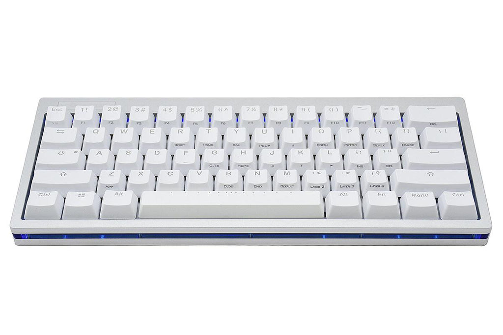 Vortex POK3R Silver LE Blue Border RGB LED 60% Double Shot PBT Mechanical Keyboard