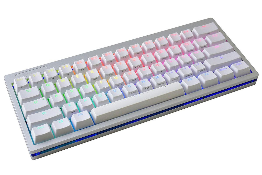 Vortex POK3R Silver LE Blue Border RGB LED 60% Double Shot PBT Mechanical Keyboard