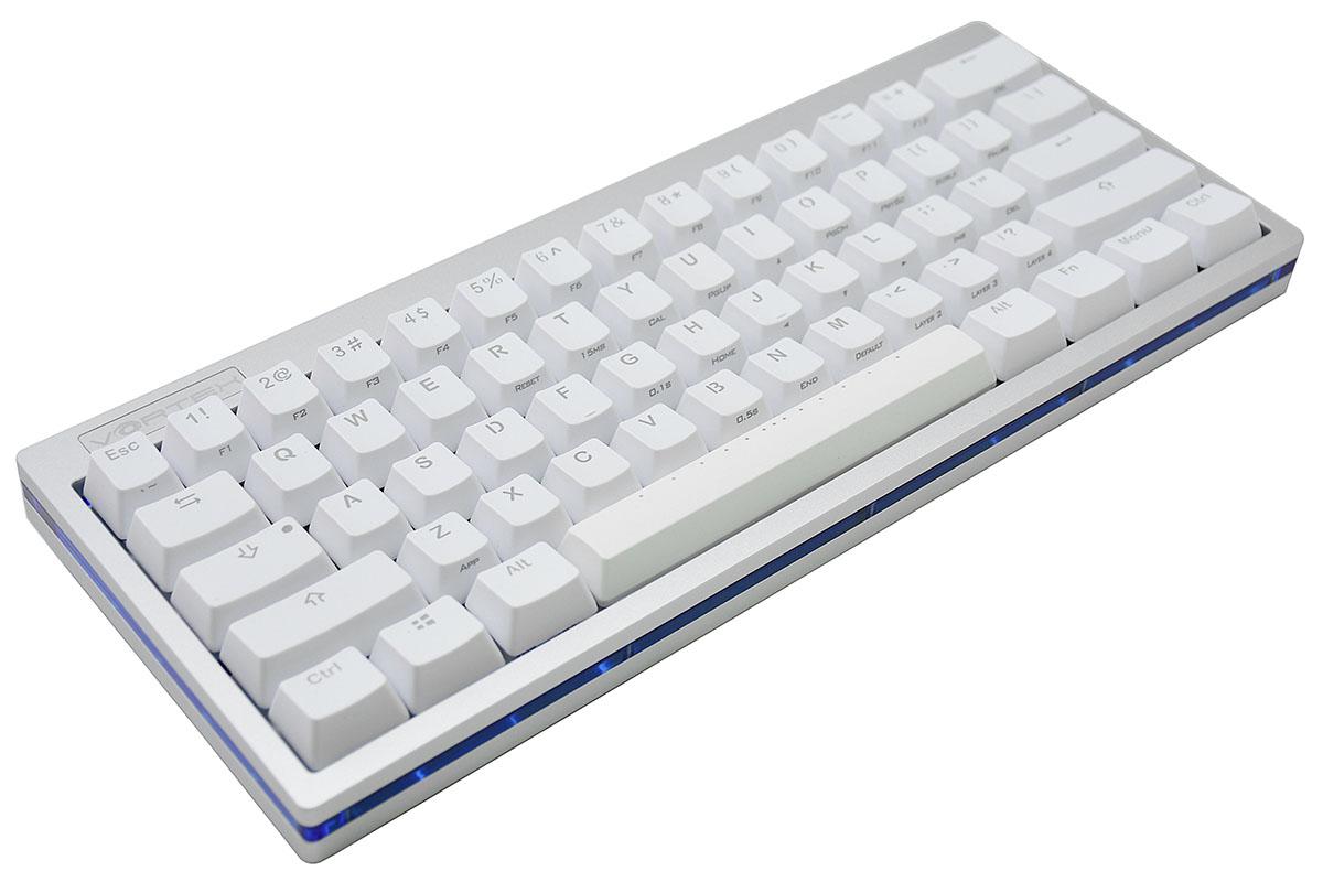 Vortex POK3R Silver LE Blue Border RGB LED 60% Double Shot PBT Mechanical Keyboard