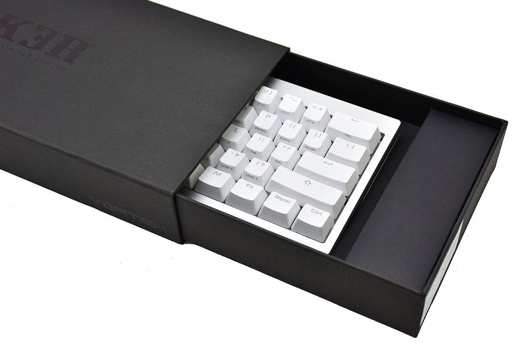 Vortex POK3R Silver LE Blue Border RGB LED 60% Double Shot PBT Mechanical Keyboard