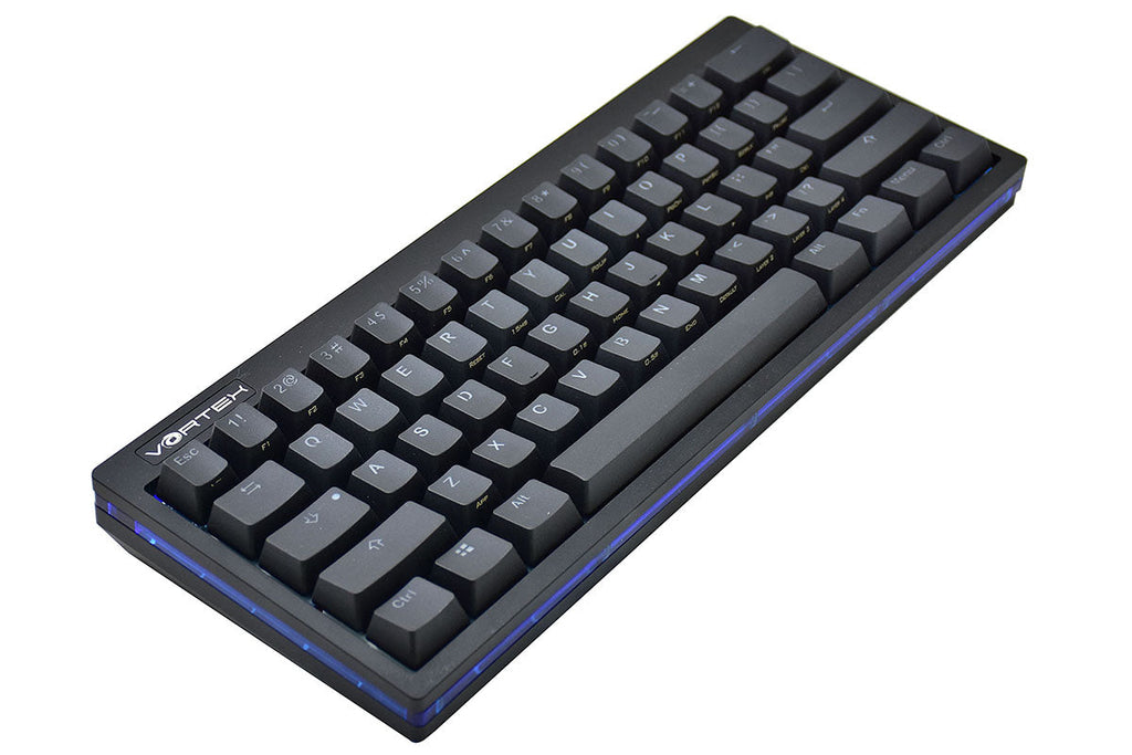 Vortex POK3R Black LE Blue Border RGB LED 60% Double Shot PBT Mechanical Keyboard