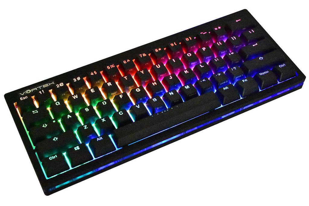 Vortex POK3R Black LE Blue Border RGB LED 60% Double Shot PBT Mechanical Keyboard