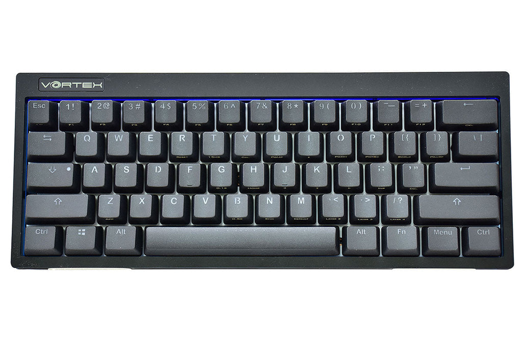 Vortex POK3R Black LE Blue Border RGB LED 60% Double Shot PBT Mechanical Keyboard