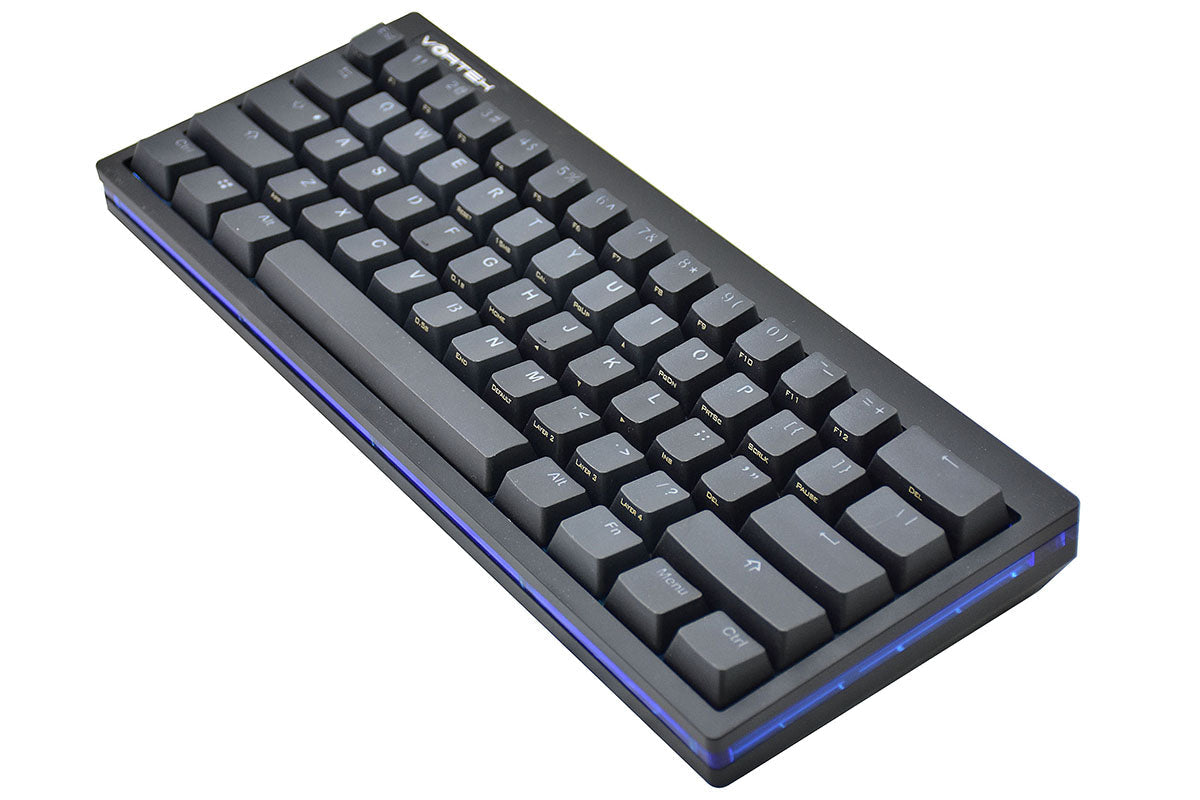 Vortex POK3R Black LE Blue Border RGB LED 60% Double Shot PBT Mechanical Keyboard