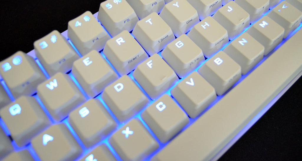 Vortex POK3R White Case Blue LED 60% Double Shot PBT Mechanical Keyboard