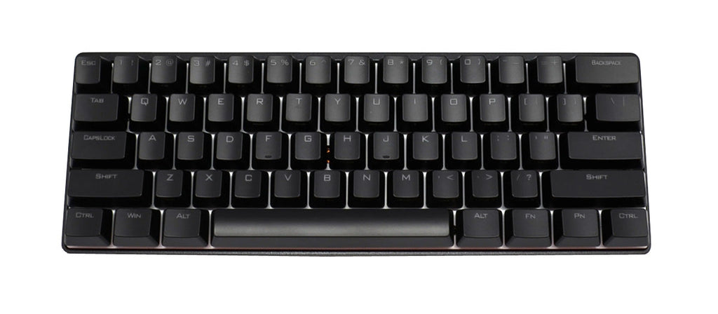 Vortex POK3R Black Aluminum 60% Blue LED Double Shot PBT Mechanical Keyboard