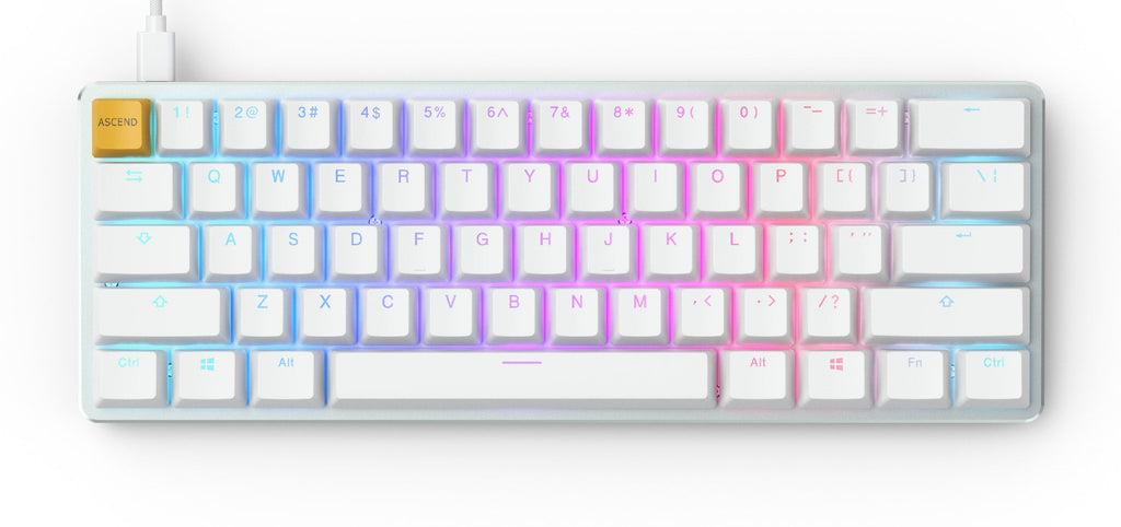 Glorious PC GMMK White Ice 60% Hotswap RGB Double Shot ABS Mechanical Keyboard