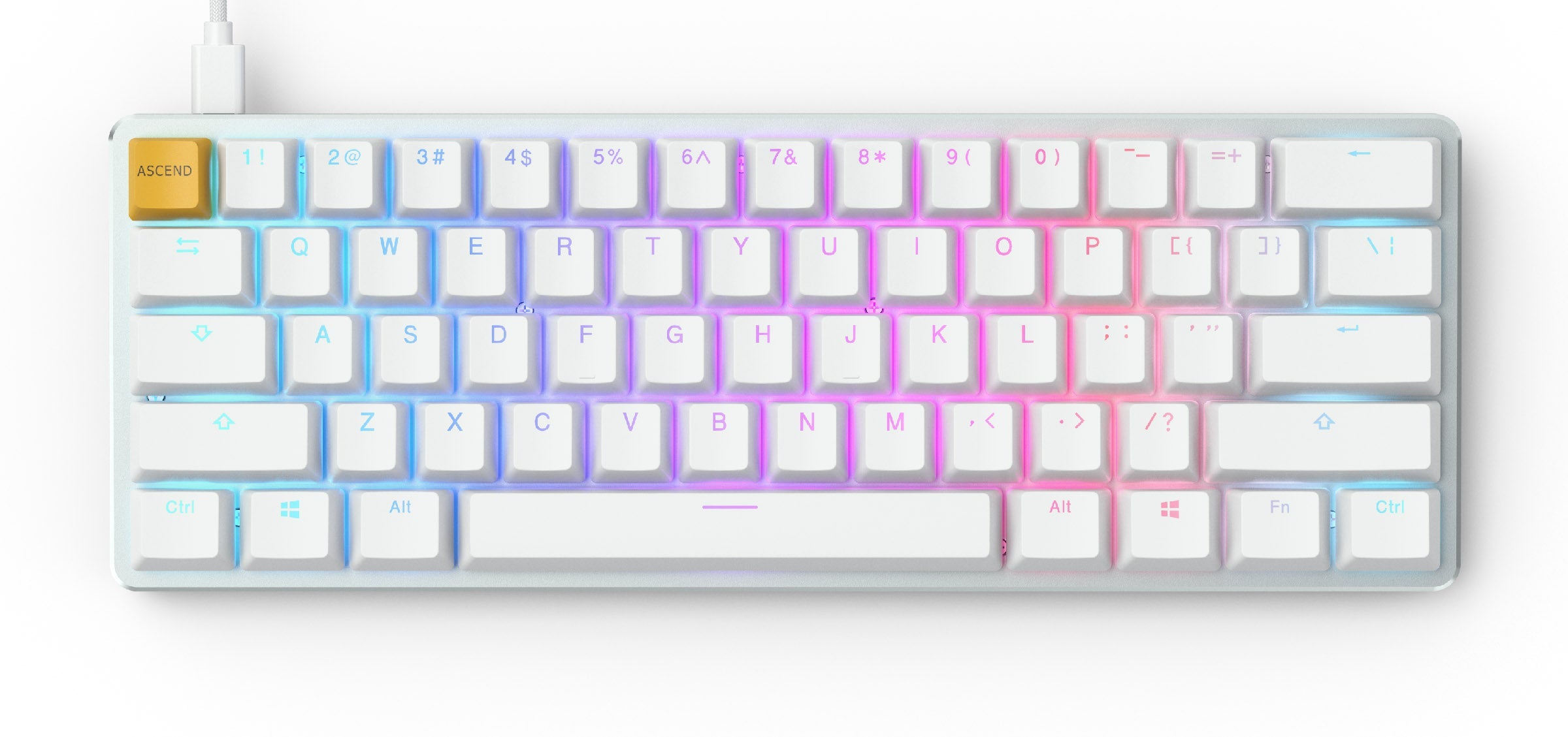 Glorious PC GMMK White Ice 60% Hotswap RGB Double Shot ABS Mechanical Keyboard