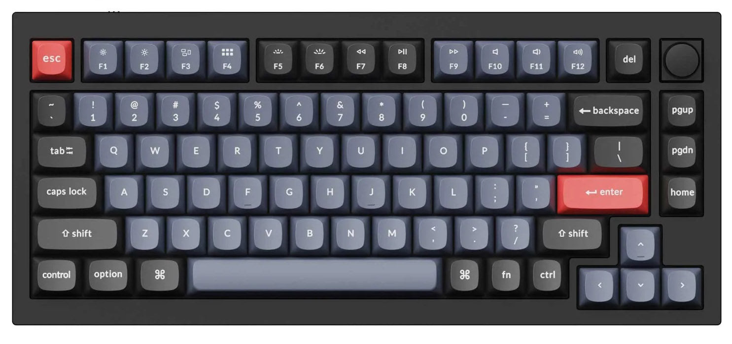 Keychron Q1 V2 w/ Knob Aluminum 75% Hotswap RGB Win + Mac Mechanical Keyboard