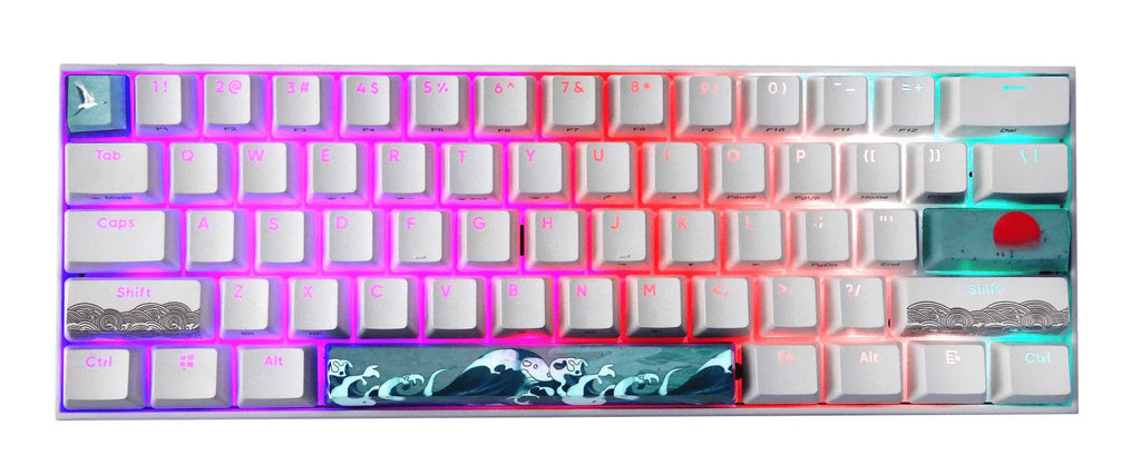 KBParadise V60 The 2 Sun Crane Wave RGB LED 60% Dye Sub PBT Hotswap Mechanical Keyboard