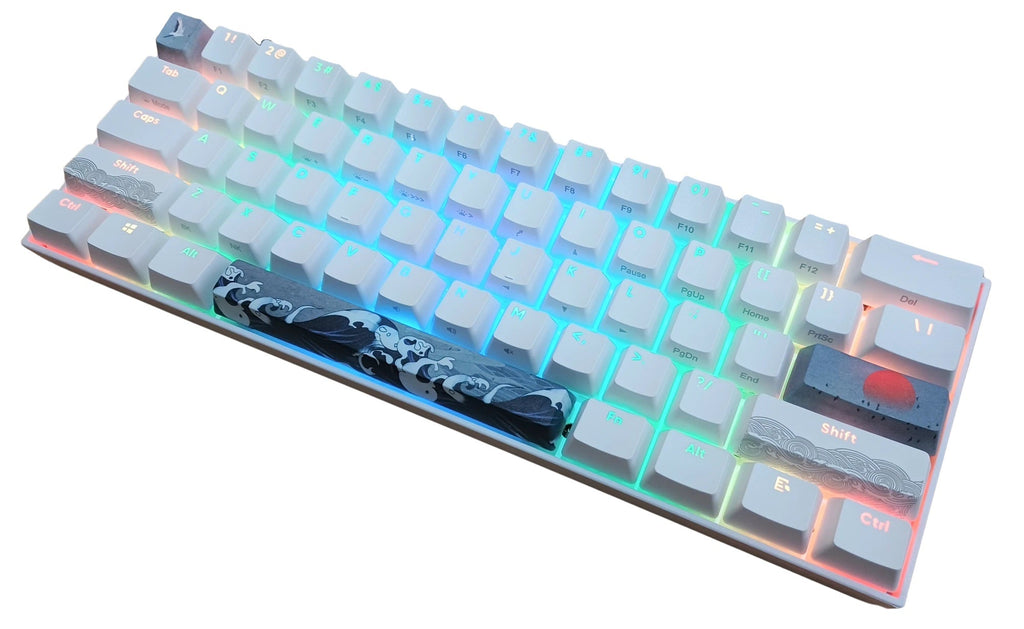 KBParadise V60 The 2 Sun Crane Wave RGB LED 60% Dye Sub PBT Hotswap Mechanical Keyboard