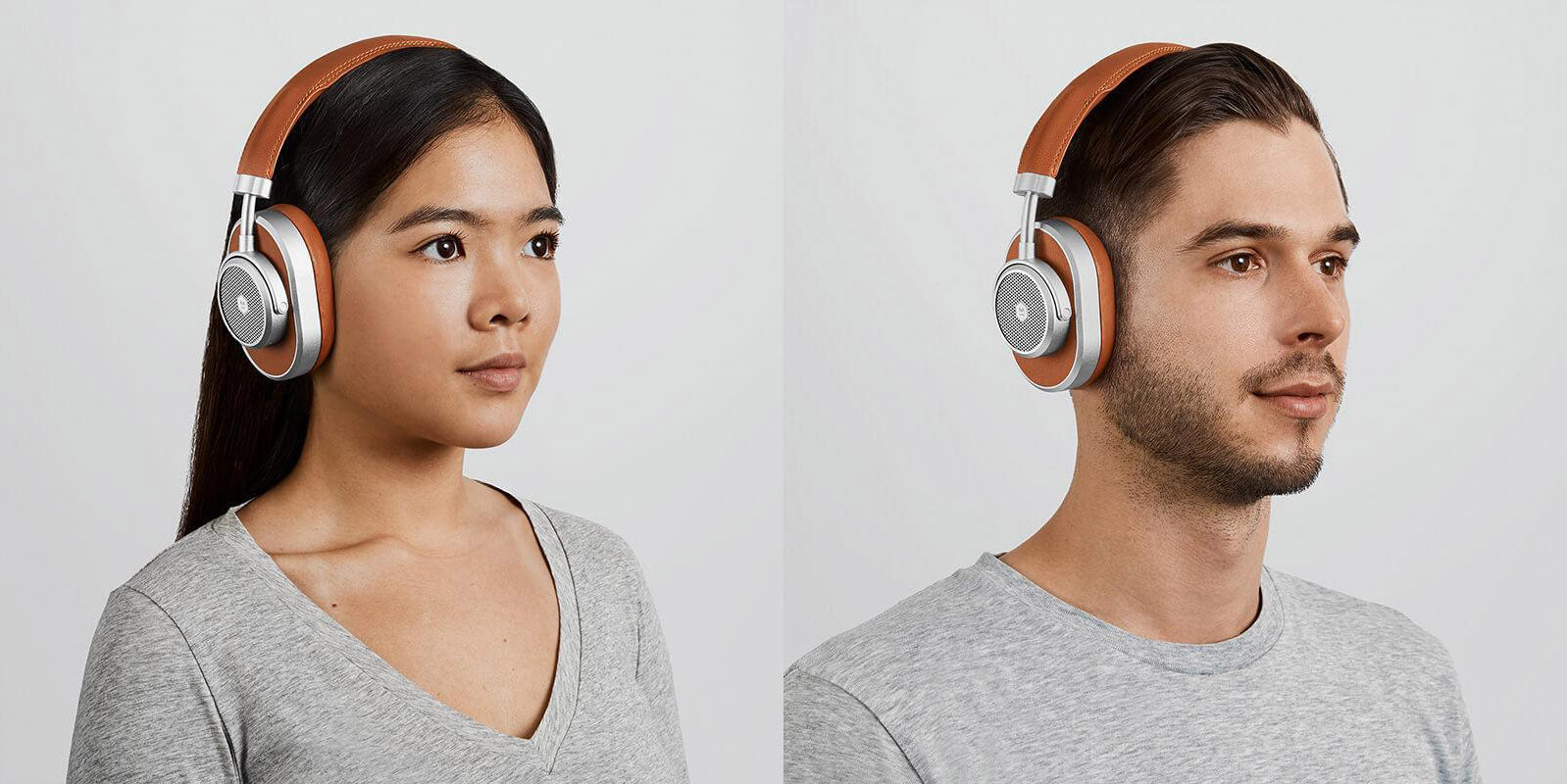 Master & Dynamic MW65 ANC Over Ear Wireless Headphones Silver/Brown