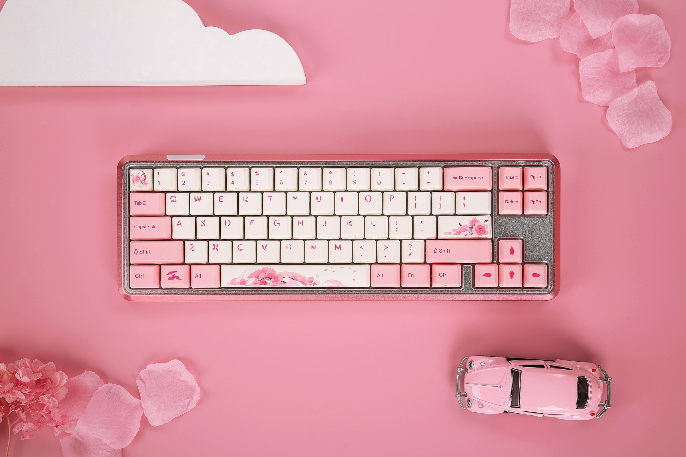 Varmilo Sword 2-68 Sakura R2 White LED 65% Dye Sub PBT Aluminum EC Mechanical Keyboard